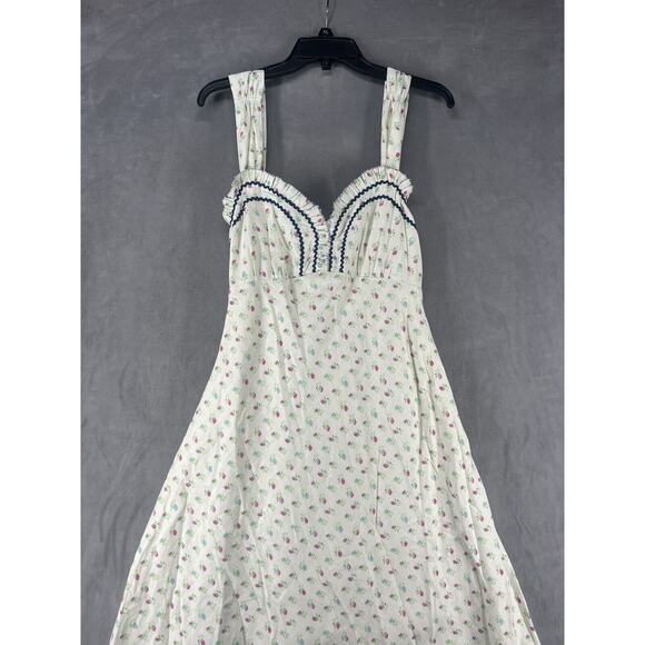 Free People Sweet Hearts Midi Dress In Ivory Combo Size Medium - Picture 3 of 12